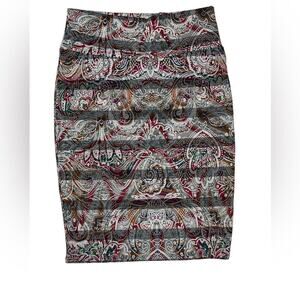 LuLaRoe Cassie Pencil Skirt Multicolor Paisley Striped Design Size Med Career